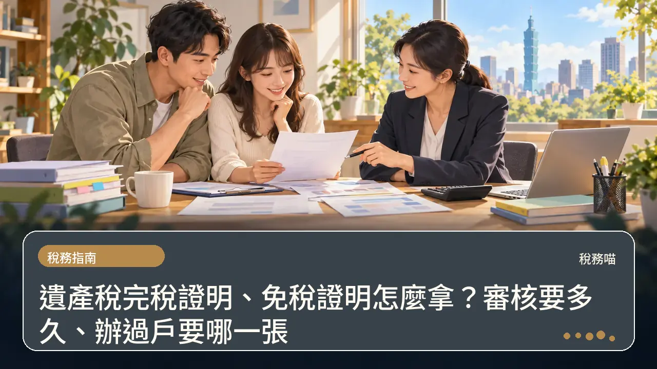 遺產稅完稅證明、免稅證明怎麼拿?審核要多久、辦過戶要哪一張主題插畫