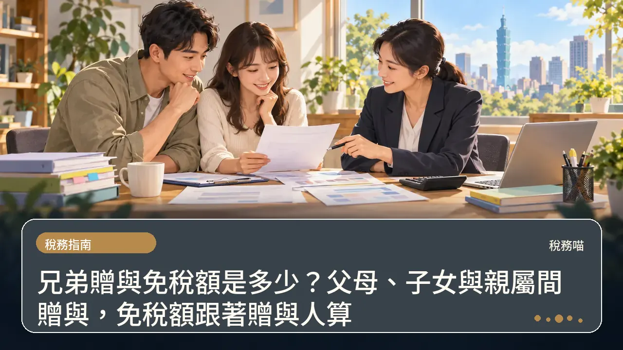 兄弟贈與免稅額是多少？父母、子女與親屬間贈與，免稅額跟著贈與人算主題插畫