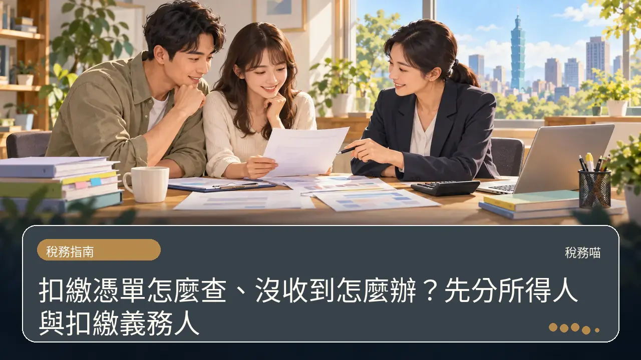 扣繳憑單怎麼查、沒收到怎麼辦?先分所得人與扣繳義務人主題插畫