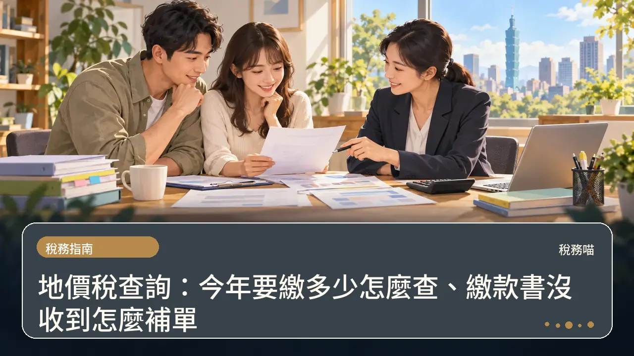 地價稅查詢:今年要繳多少怎麼查、繳款書沒收到怎麼補單主題插畫