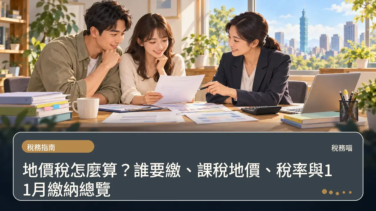 地價稅怎麼算?誰要繳、課稅地價、稅率與11月繳納總覽主題插畫